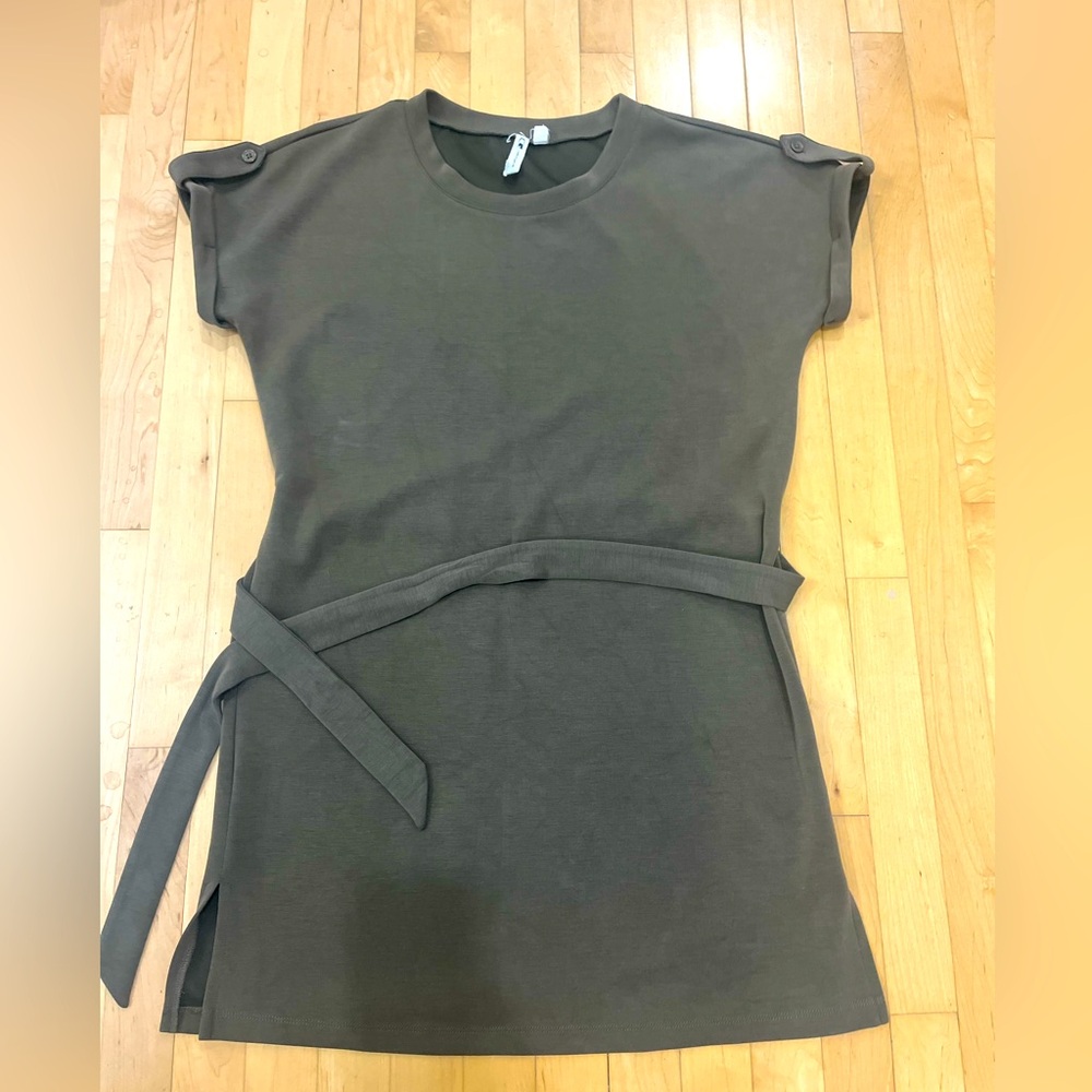 Cable & Gage Olive Green Belted Tunic Dress